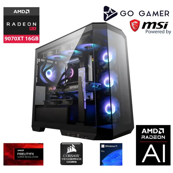 Go Gamer S998DP Intel Core i7 14700KF / 32GB 6000MHz DDR5 / 1TB NVMe SSD 6000-4000MB-SN Gen4 / RX 9070 XT 16GB / 360mm Sıvı Soğutma / MSI 27 200Hz / Windows 11 Pro Masaüstü Bilgisayar