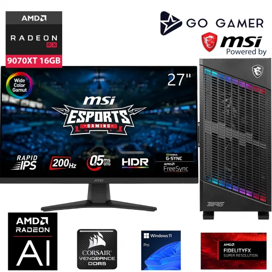 Go Gamer S999DK Intel Core i7 14700KF / 32GB 6000MHz DDR5 / 2TB NVMe SSD 7300-7000MB-SN Gen4 / RX 9070 XT 16GB / 360mm Sıvı Soğutma / MSI 27 200Hz / Windows 11 Pro Masaüstü Bilgisayar