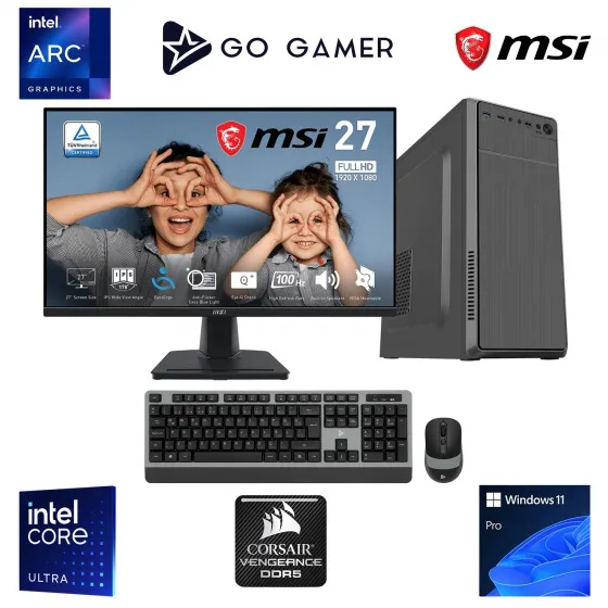 Go Gamer U03D Intel Core Ultra 5 225 / 16GB DDR5 5200MHz / 1TB NVMe SSD 5000-3600MB-SN Gen4 / MSI 27 100Hz / Windows 11 Pro İş Bilgisayarı