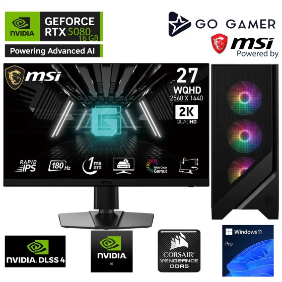 Go Gamer U108D Intel Core Ultra 7 265KF / 32GB DDR5 6000MHz / 1TB NVMe SSD 6000-4000MB-SN Gen4 / RTX 5080 16GB / 240mm Sıvı Soğutma / MSI 27 2K 180Hz / Windows 11 Pro Masaüstü Bilgisayar