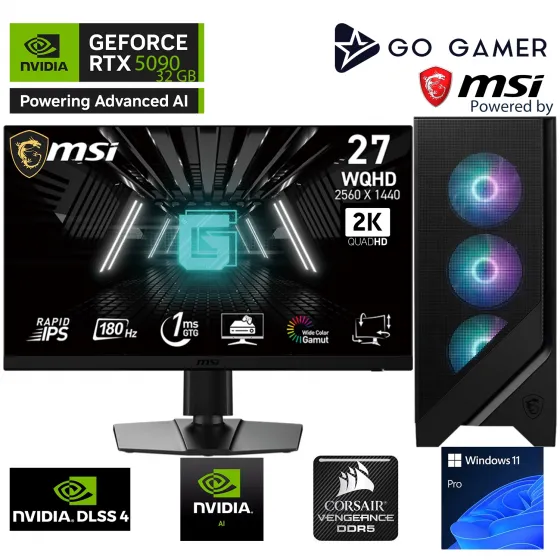 Go Gamer U118D Intel Core Ultra 7 265KF / 64GB DDR5 6000MHz / 2TB NVMe SSD 7300-7000MB-SN Gen4 / RTX 5090 32GB / 360mm Sıvı Soğutma / MSI 27 2K 180Hz / Windows 11 Pro Masaüstü Bilgisayar