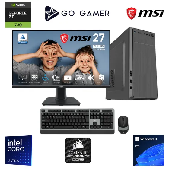 Go Gamer U12D Intel Core Ultra 5 225F / 32GB DDR5 5200MHz / 1TB NVMe SSD 5000-3600MB-SN Gen4 / GT730 4GB / MSI 27 100Hz / Windows 11 Pro İş Bilgisayarı