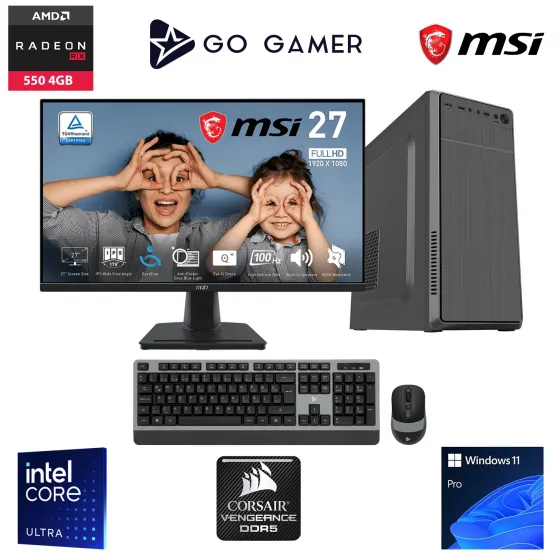 Go Gamer U15D Intel Core Ultra 5 225F / 32GB DDR5 5200MHz / 512GB m.2 SSD / RX550 4GB / MSI 27 100Hz / Windows 11 Pro İş Bilgisayarı
