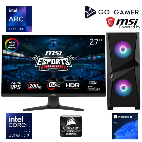 Go Gamer U26D Intel Core Ultra 7 265 / 32GB DDR5 5200MHz / 2TB NVMe SSD 6000-5000MB-SN Gen4 / 240mm Sıvı Soğutma / MSI 27 200Hz / Windows 11 Pro İş Bilgisayarı
