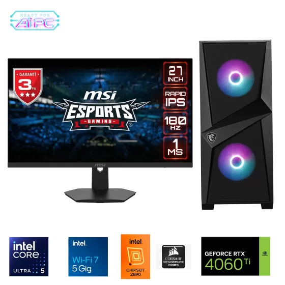 Go Gamer UFE06D Intel Ultra 5 245KF Z890 64GB DDR5 6000MHz 2TB GEN4 SSD RTX4060Ti 16GB 240mm Sıvı Soğutma Windows 11 Pro MSI 27 Gaming