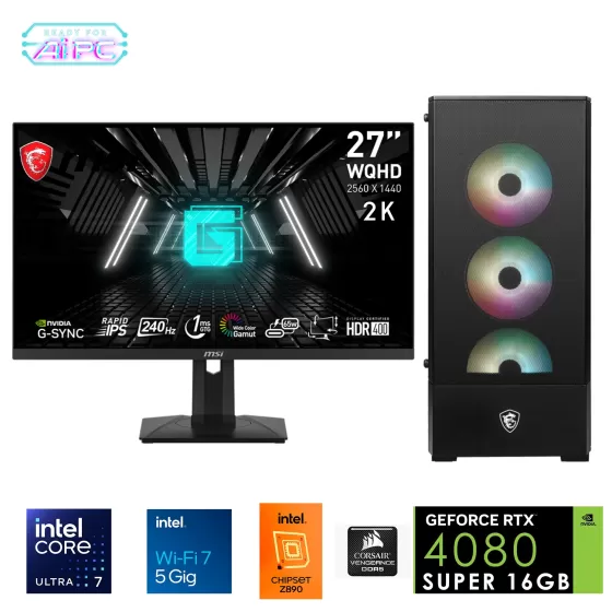 Go Gamer UFE21D Intel Ultra 7 265KF Z890 64GB DDR5 6000MHz 2TB GEN4 SSD RTX4080 Super 240mm Sıvı Soğutma Windows 11 Pro MSI 27 2K Gaming