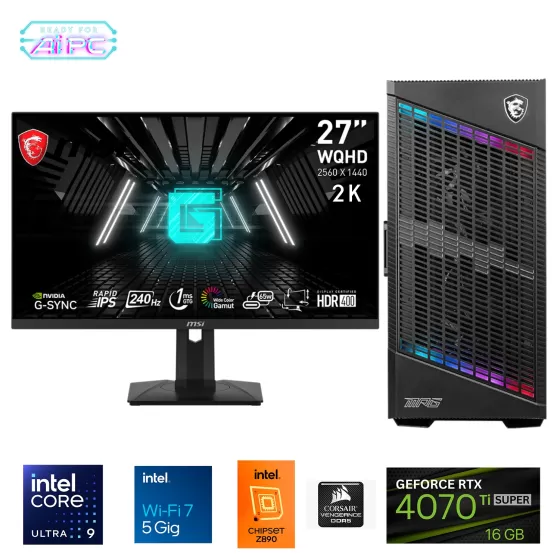 Go Gamer UFE34D Plus Intel Ultra 9 285K Z890 64GB DDR5 6000MHz 4TB GEN4 SSD RTX4070Ti Super 360mm Sıvı Soğutma Windows 11 Pro MSI 27 2K Gaming