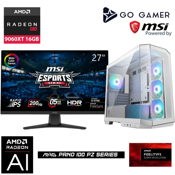 Go Gamer W180DP Intel Core i9 13900KF / 32GB DDR5 6000Mhz / 2TB NVMe m.2 SSD / RX9060XT 16GB / 240mm Sıvı Soğutma / MSI 27 200Hz. / Beyaz Kasa Gaming Paket