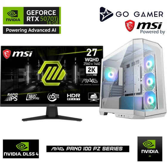 Go Gamer W190DP Intel Core i9 13900KF / 32GB DDR5 6000Mhz / 1TB NVMe m.2 SSD / RTX5070Ti 16GB / 360mm Sıvı Soğutma / MSI 27 2K 180Hz. / Beyaz Kasa Gaming Paket