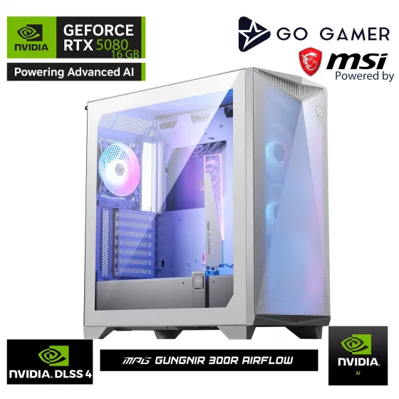 Go Gamer WE290DK AMD Ryzen 7 9800X3D / 32GB DDR5 6000Mhz / 2TB NVMe Gen5 m.2 SSD / RTX5080 16GB / 360mm Sıvı Soğutma / WiFi 6E & BT 5.3 / MSI 27 2K 180Hz. / AI Ready Beyaz Kasa Gaming Paket