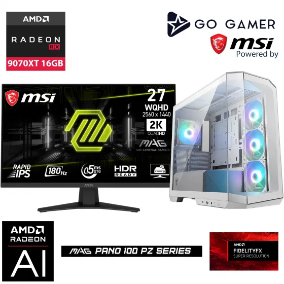 Go Gamer WE333DP AMD Ryzen 9 9950X / 32GB DDR5 6000Mhz / 2TB NVMe m.2 SSD / RX9070XT 16GB / 360mm Sıvı Soğutma / WiFi 6E & BT 5.3 / MSI 27 2K 180Hz. / Beyaz Kasa Gaming Paket