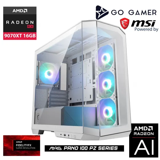 Go Gamer WE335DP AMD Ryzen 9 9950X / 64GB DDR5 6000Mhz / 2TB NVMe m.2 SSD / RX9070XT 16GB / 360mm Sıvı Soğutma / WiFi 6E & BT 5.3 / MSI 27 2K 180Hz. / AI Ready Beyaz Kasa Gaming Paket
