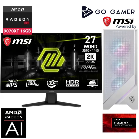 Go Gamer WE354D AMD Ryzen 9 9900X3D / 32GB DDR5 6000Mhz / 2TB NVMe m.2 SSD / RX9070XT 16GB / 360mm Sıvı Soğutma / WiFi 6E & BT 5.3 / MSI 27 2K 180Hz. / Beyaz Kasa Gaming Paket