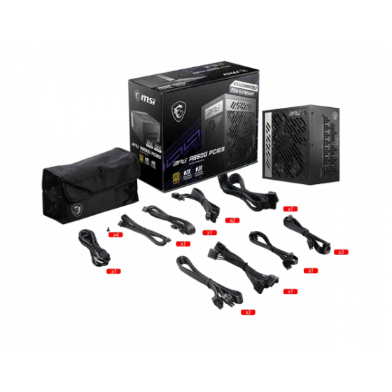 MSI MPG A850G 850W 80+ Gold 120mm Fan 850Watt PCIE5 Modüler PSU Güç Kaynağı