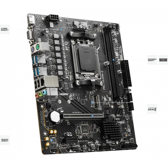MSI PRO A620M-E AM5 DDR5 6800MHZ(OC) HDMI VGA M.2 USB3.2 MATX