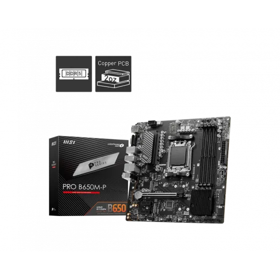 MSI PRO B650M-P AM5 DDR5 6000MHZ(OC) HDMI VGA DP M.2 USB3.2 2.5G LAN MATX