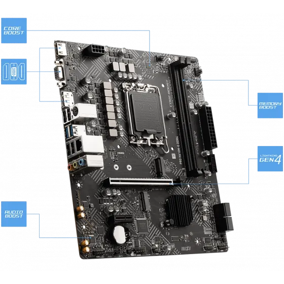 MSI PRO H610M-G DDR4 SOKET 1700 DDR4 3200(OC) PCI-E GEN 4 M.2 USB3.2 1X 1G LAN MATX