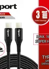 QPORT Q-TYPE-C3 3M TYPE-C 100W SUPER HIZLI PD SARJ VE DATA KABLOSU