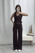 Gofre Dökümlü Takım - Kahve