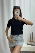 Mary Crop T-Shirt - Siyah
