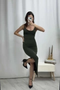 Rosa Çapraz Askılı Elbise - Haki