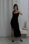 Rosa Çapraz Askılı Elbise - Siyah