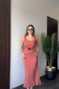 Penny Gofre Elbise - Pembe