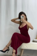 Rosa Çapraz Askılı Elbise - Bordo