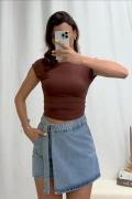 Tila Sırt Açık Body - Kahve