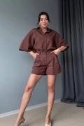 Camelia Şortlu Takım - Kahve