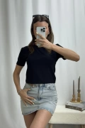 Mary Crop T-Shirt - Siyah