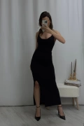 Rosa Çapraz Askılı Elbise - Siyah