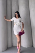 Valeria Fiyonk Elbise - Beyaz