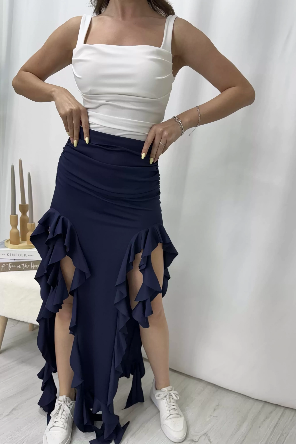 Milana Fırfır Etek - Lacivert