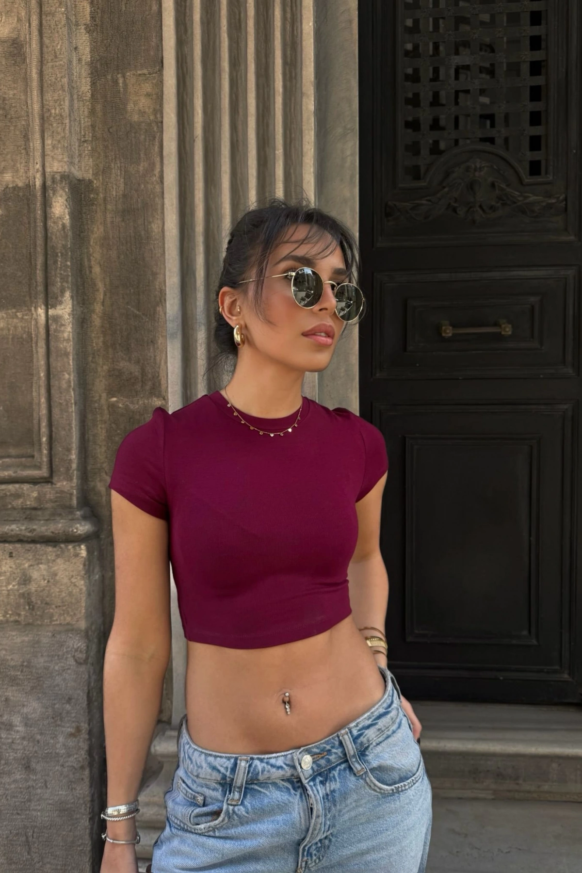 Paige Crop T-shirt - Bordo