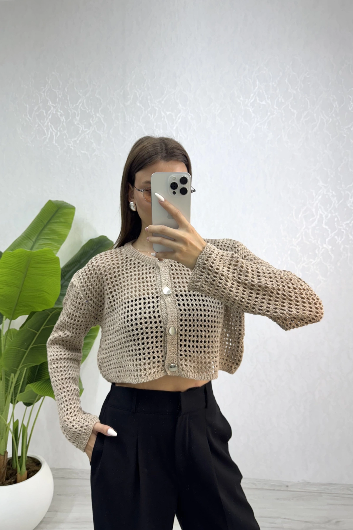 Dina Simli Hırka-Kahve