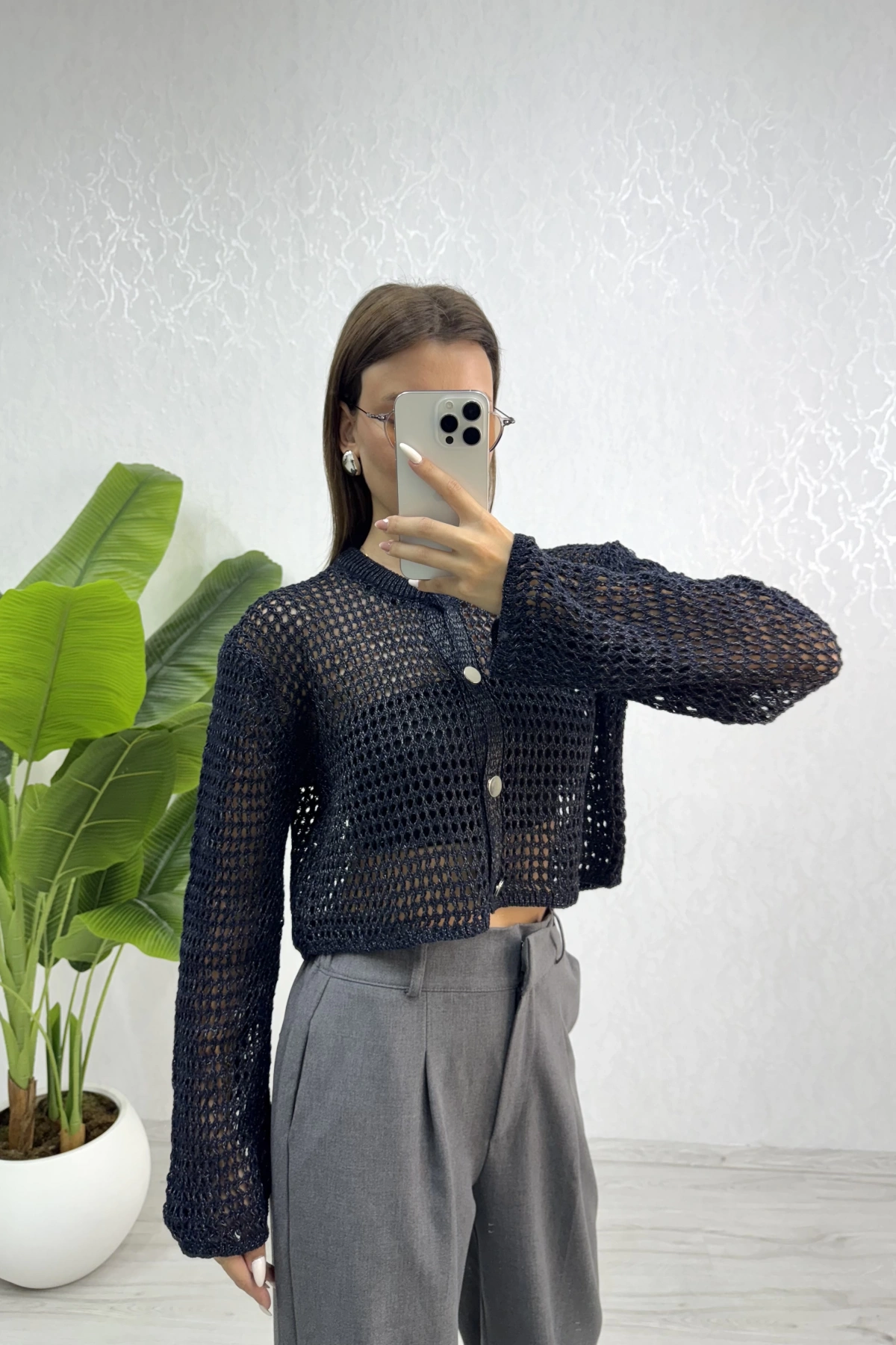 Dina Simli Hırka-Siyah