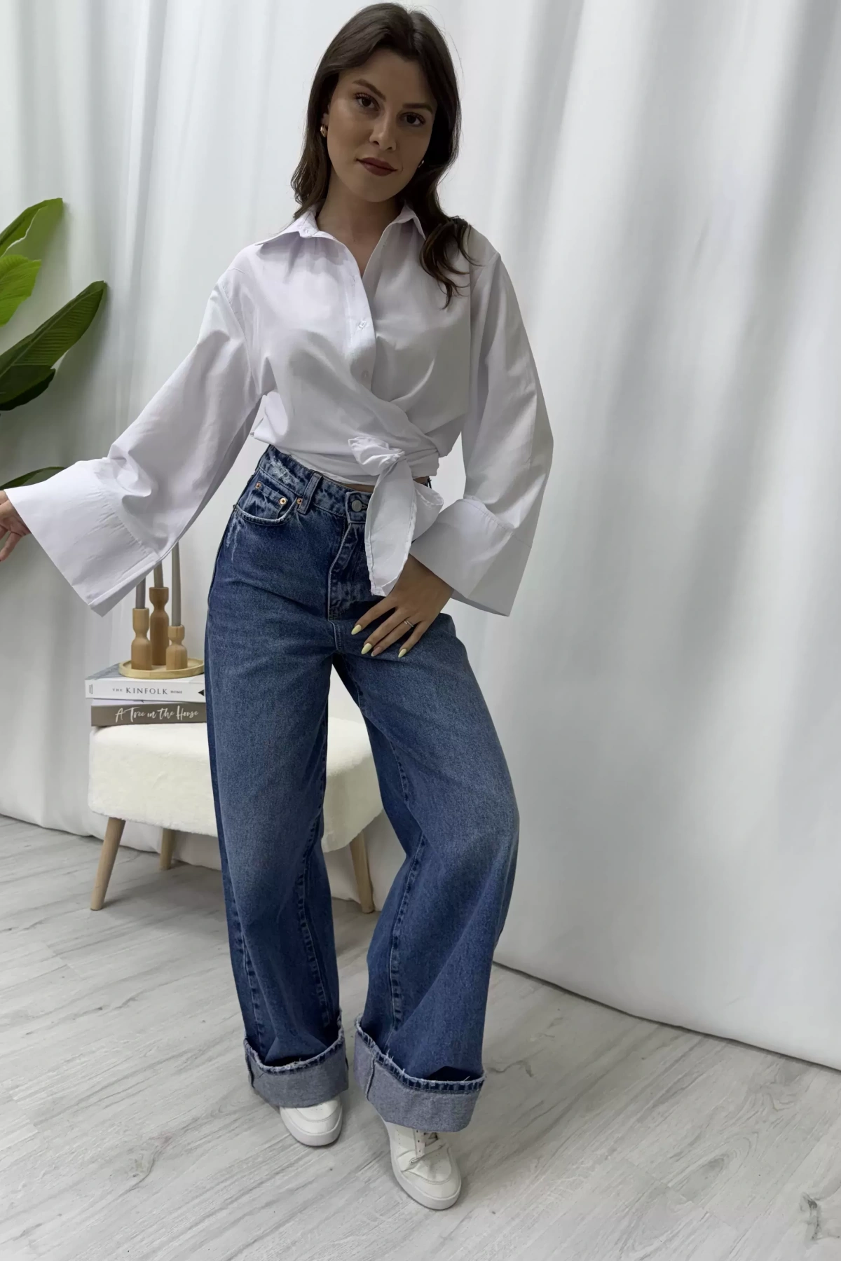 Elina Yandan Bağlamalı Gömlek - Beyaz