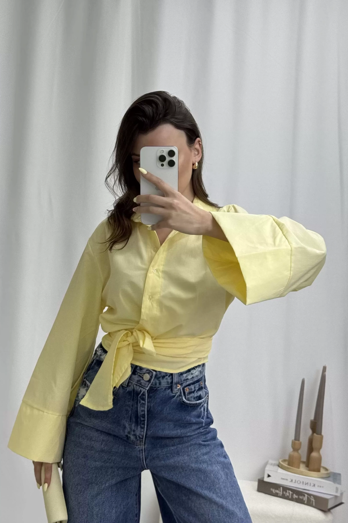 Elina Yandan Bağlamalı Gömlek - Sarı