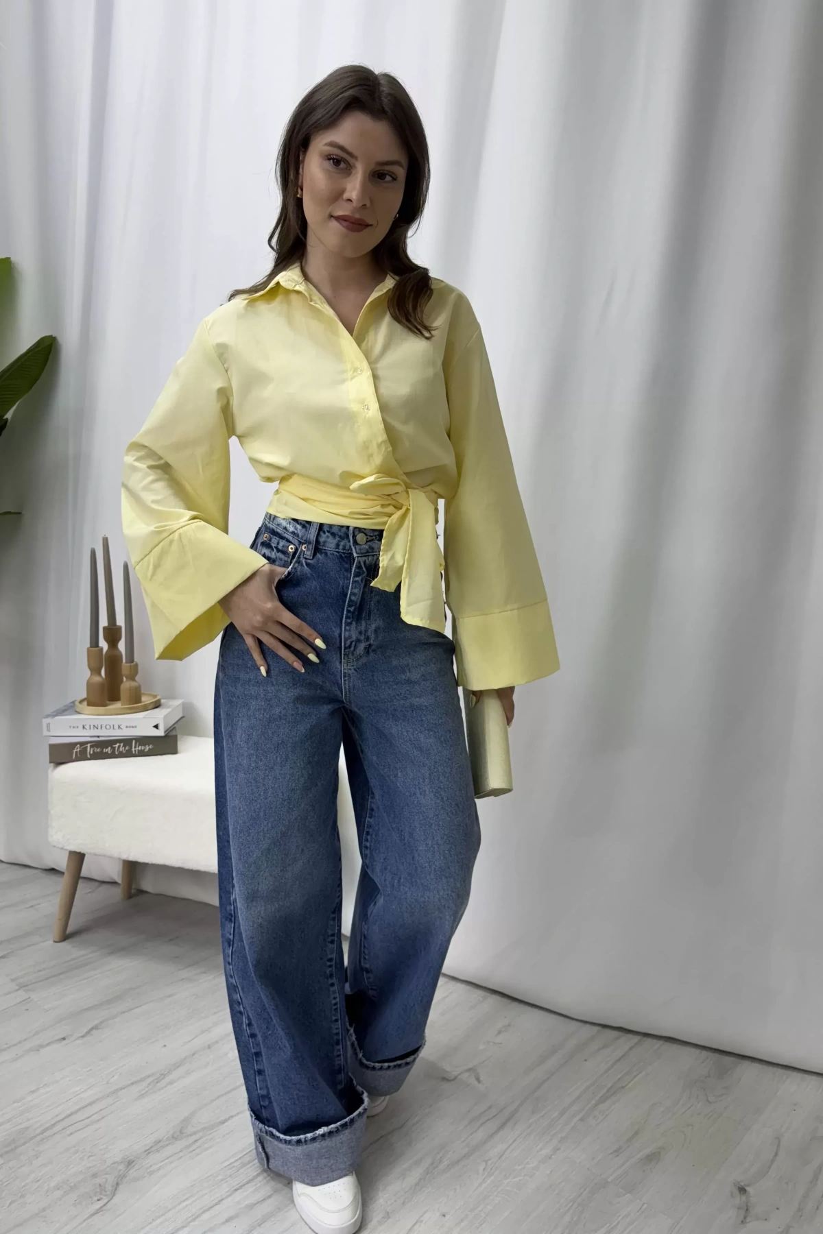 Elina Yandan Bağlamalı Gömlek - Sarı