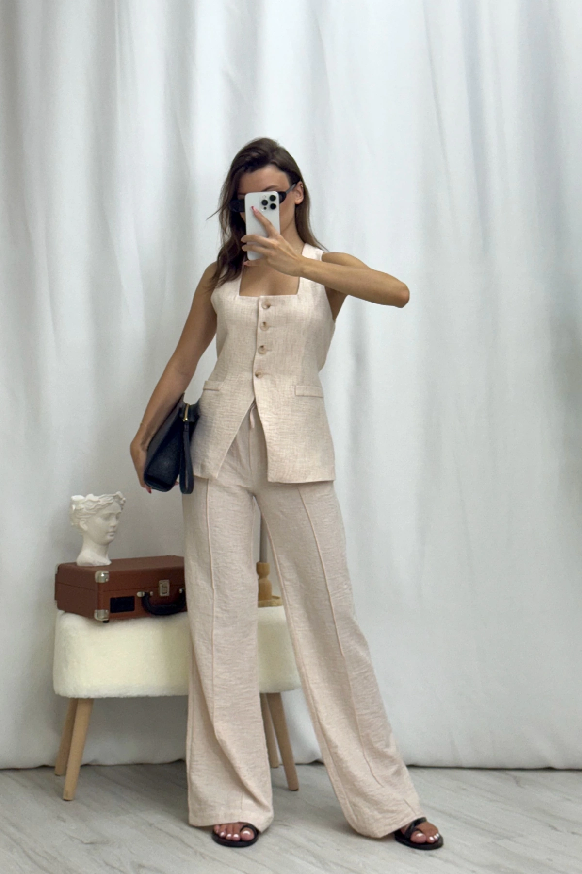 Fiona Yelekli Takım-Krem