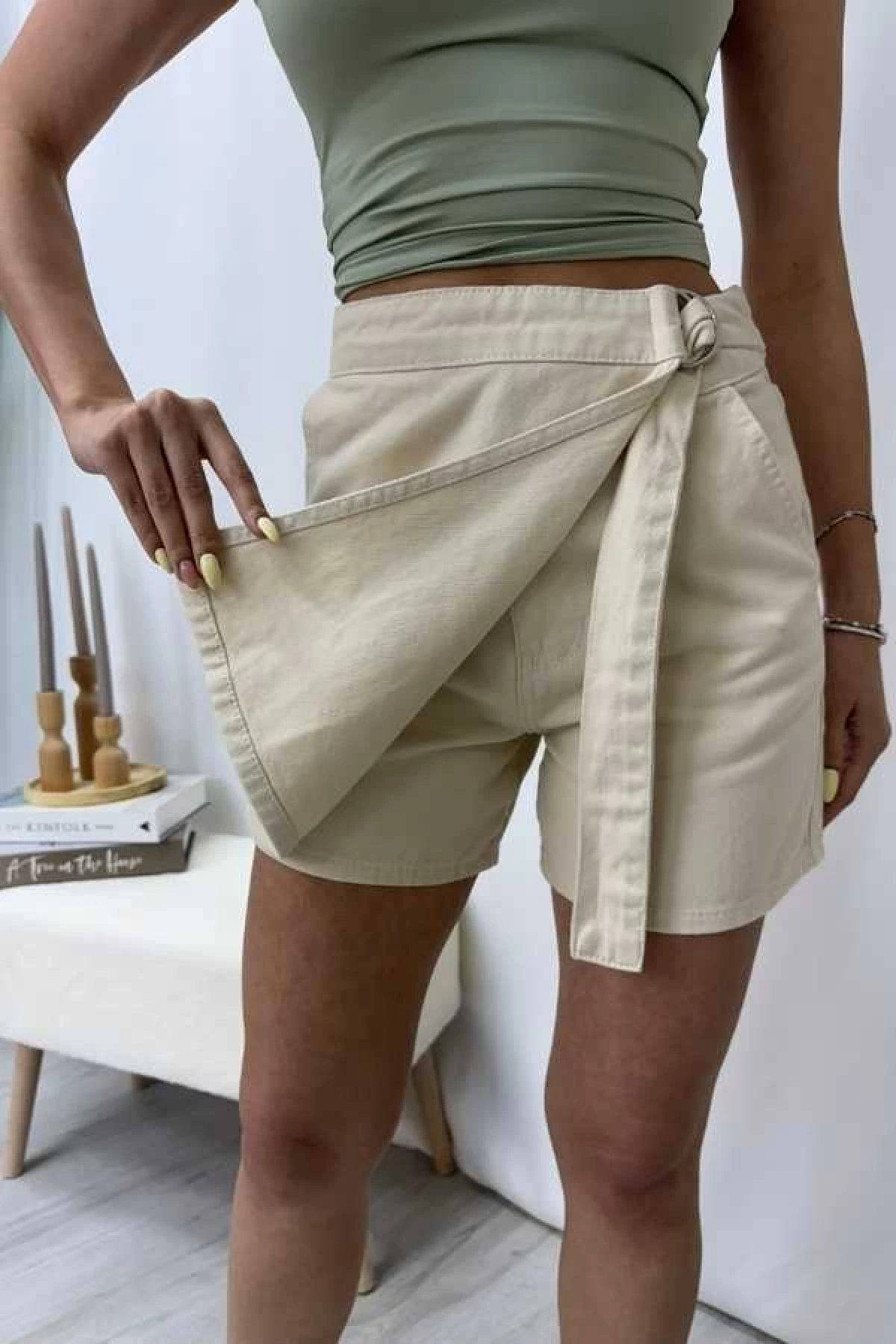 Ines Şort Etek - Bej