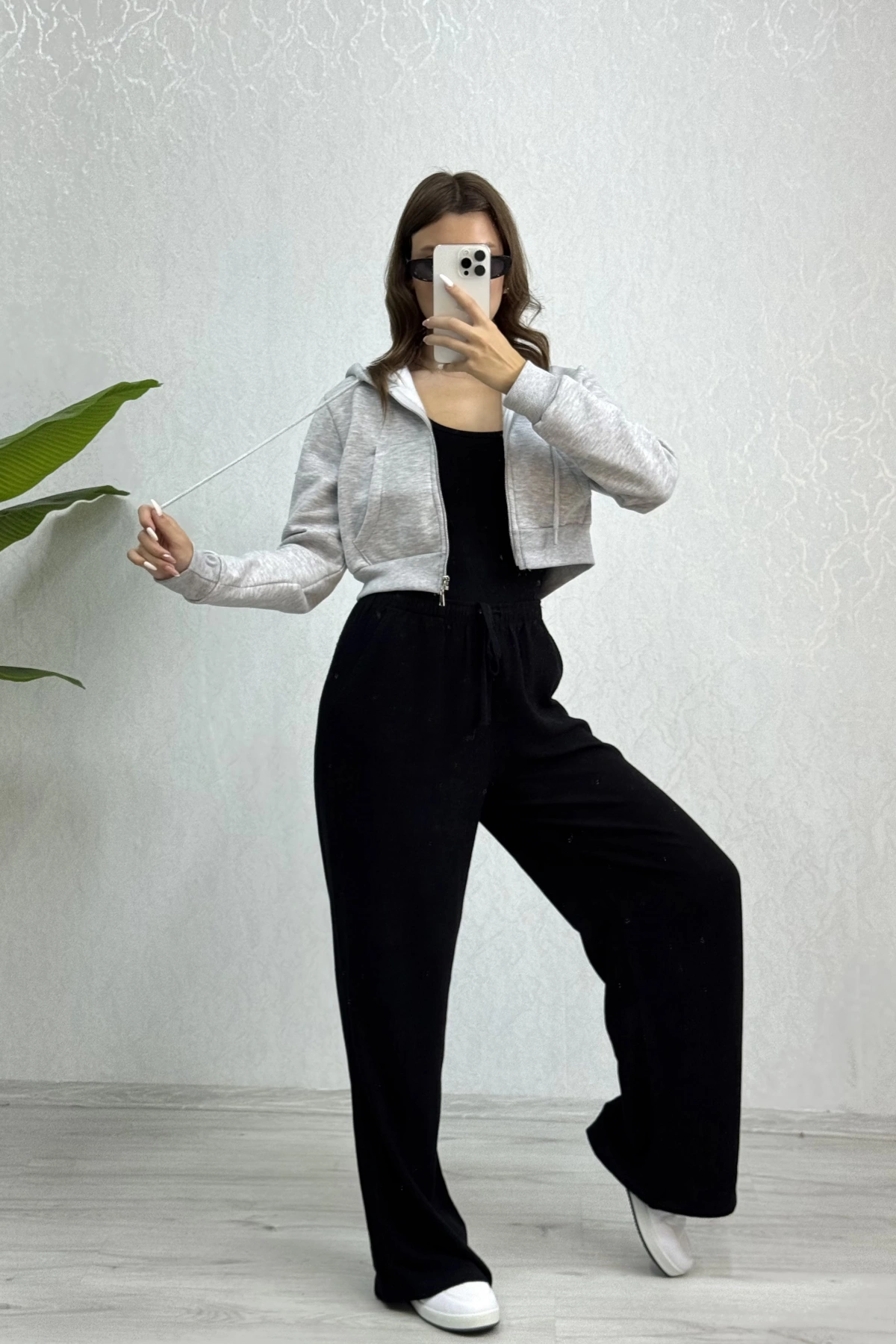 Lala Şardonlu Hırka-Gri