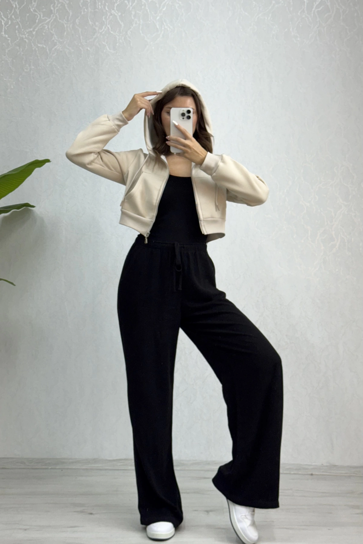 Lala Şardonlu Hırka-Krem