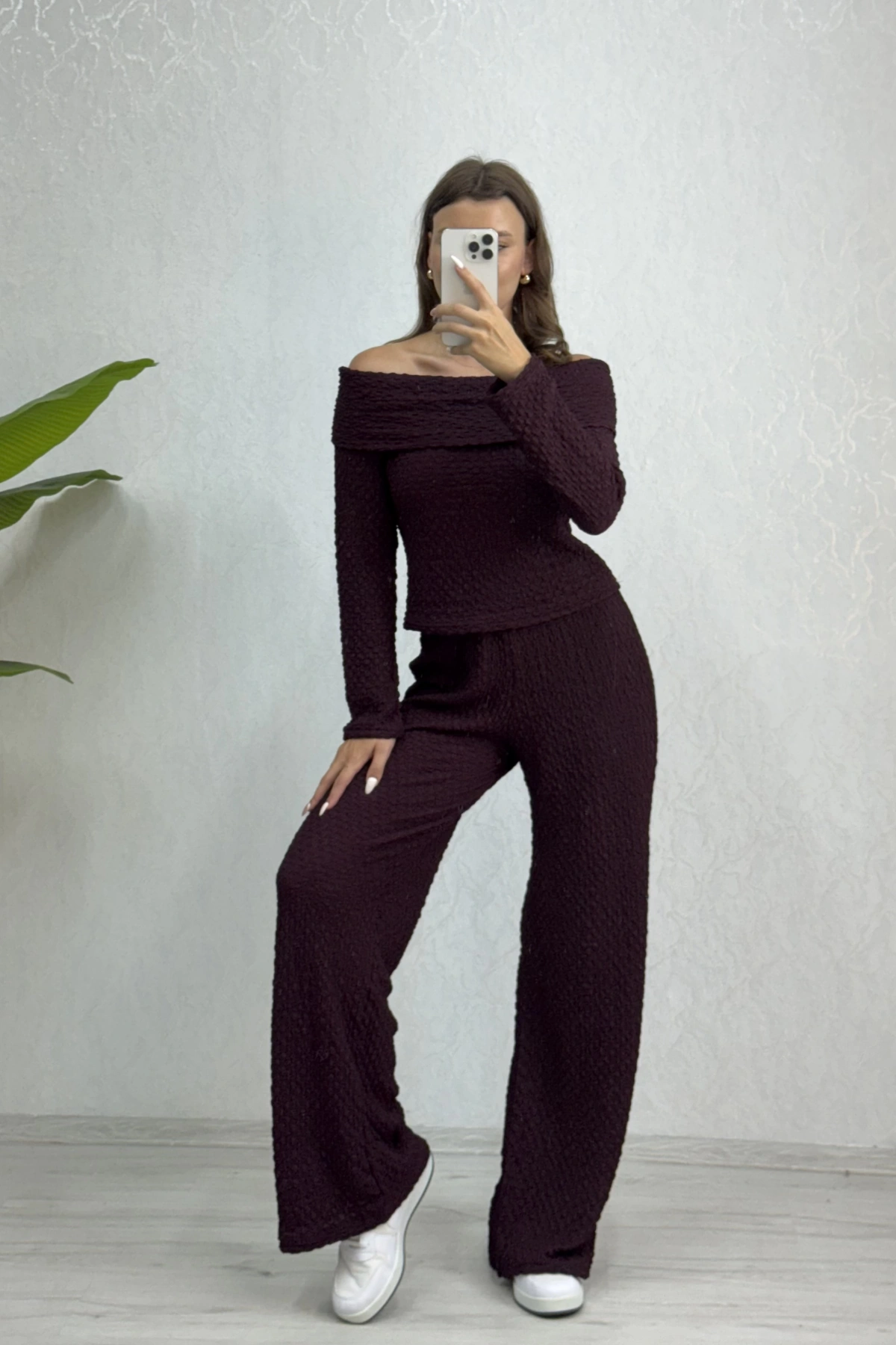 Mindy Madonna Yaka Takım- Bordo