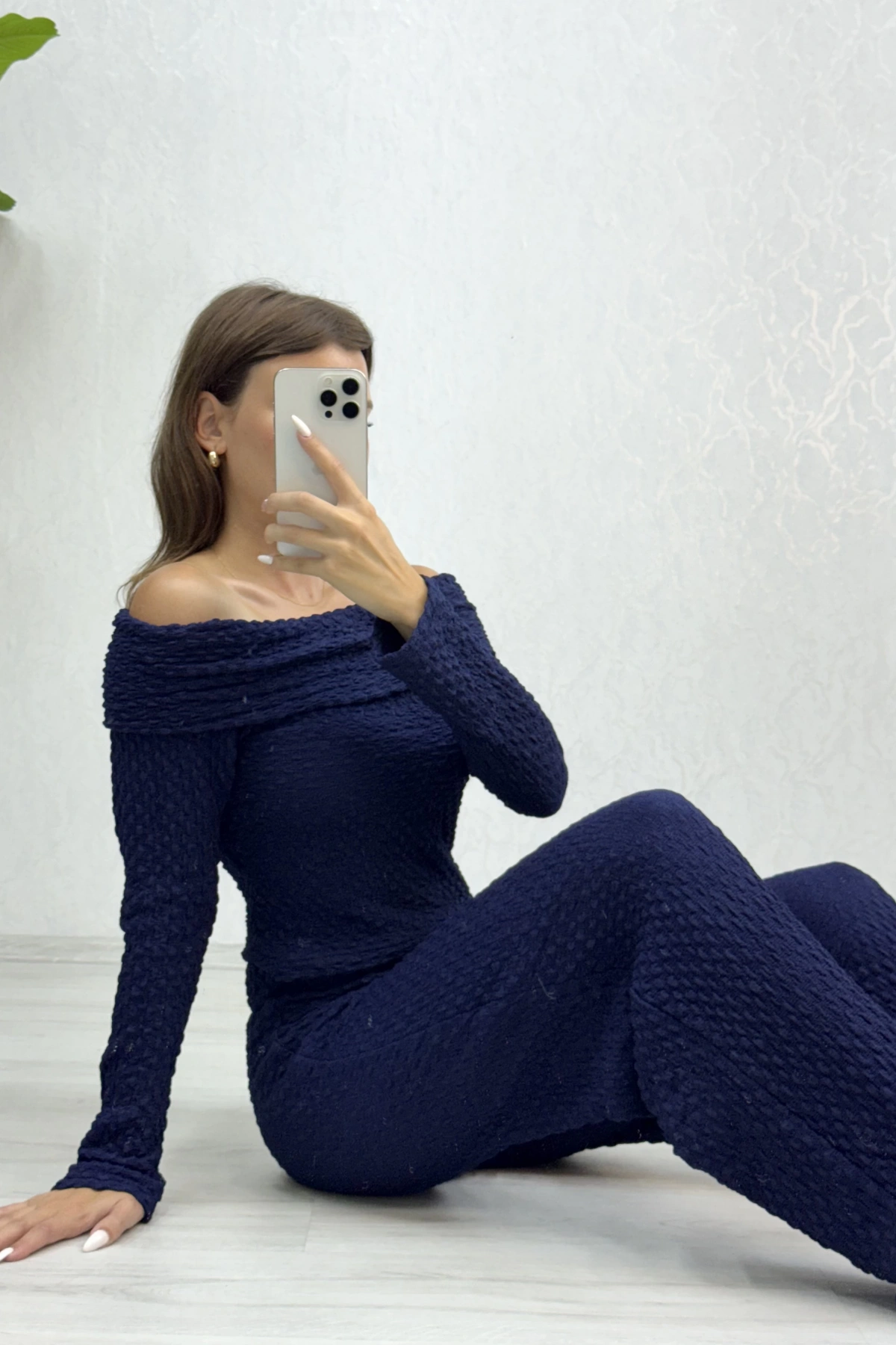 Mindy Madonna Yaka Takım-Lacivert