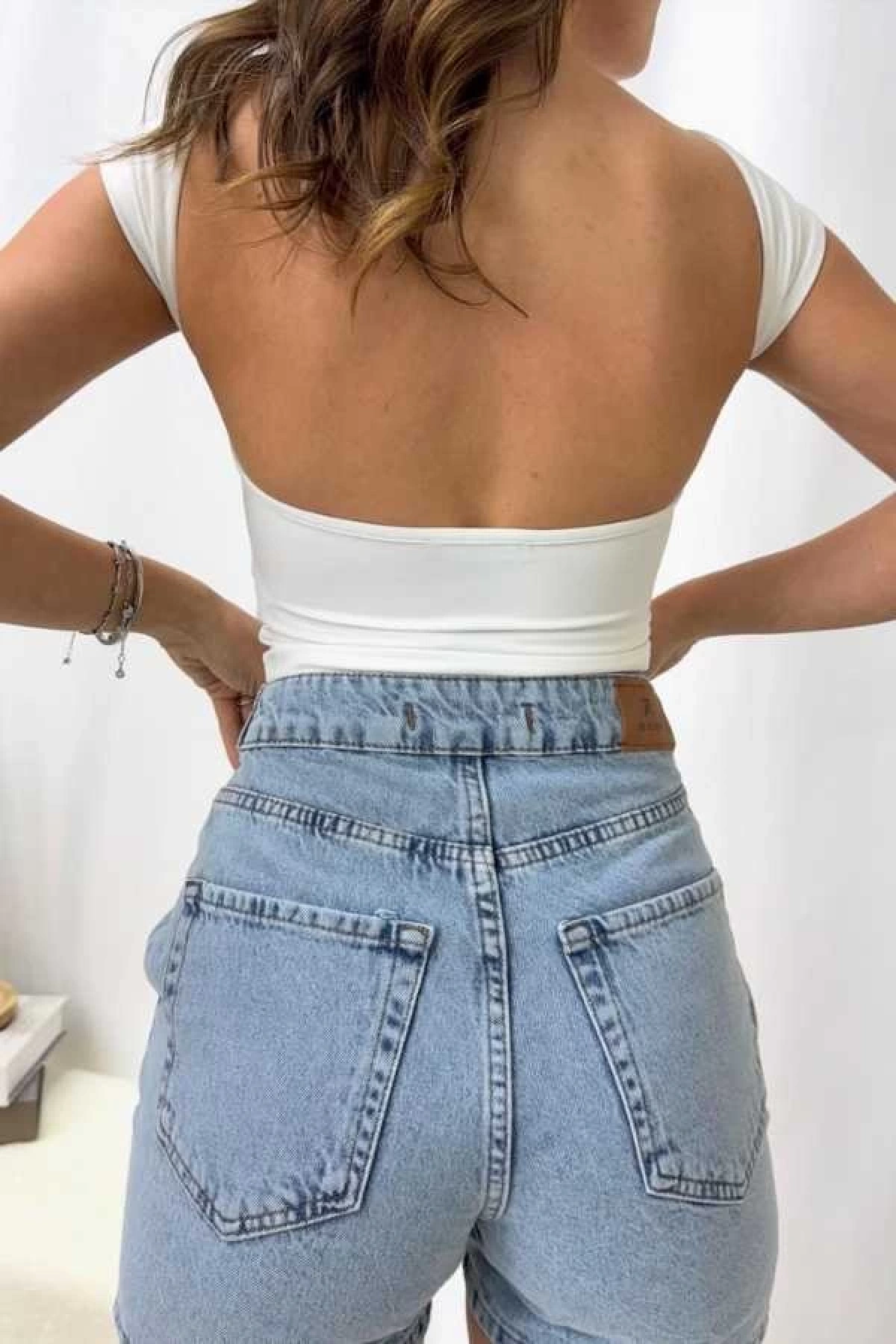 Tila Sırt Açık Body - Beyaz