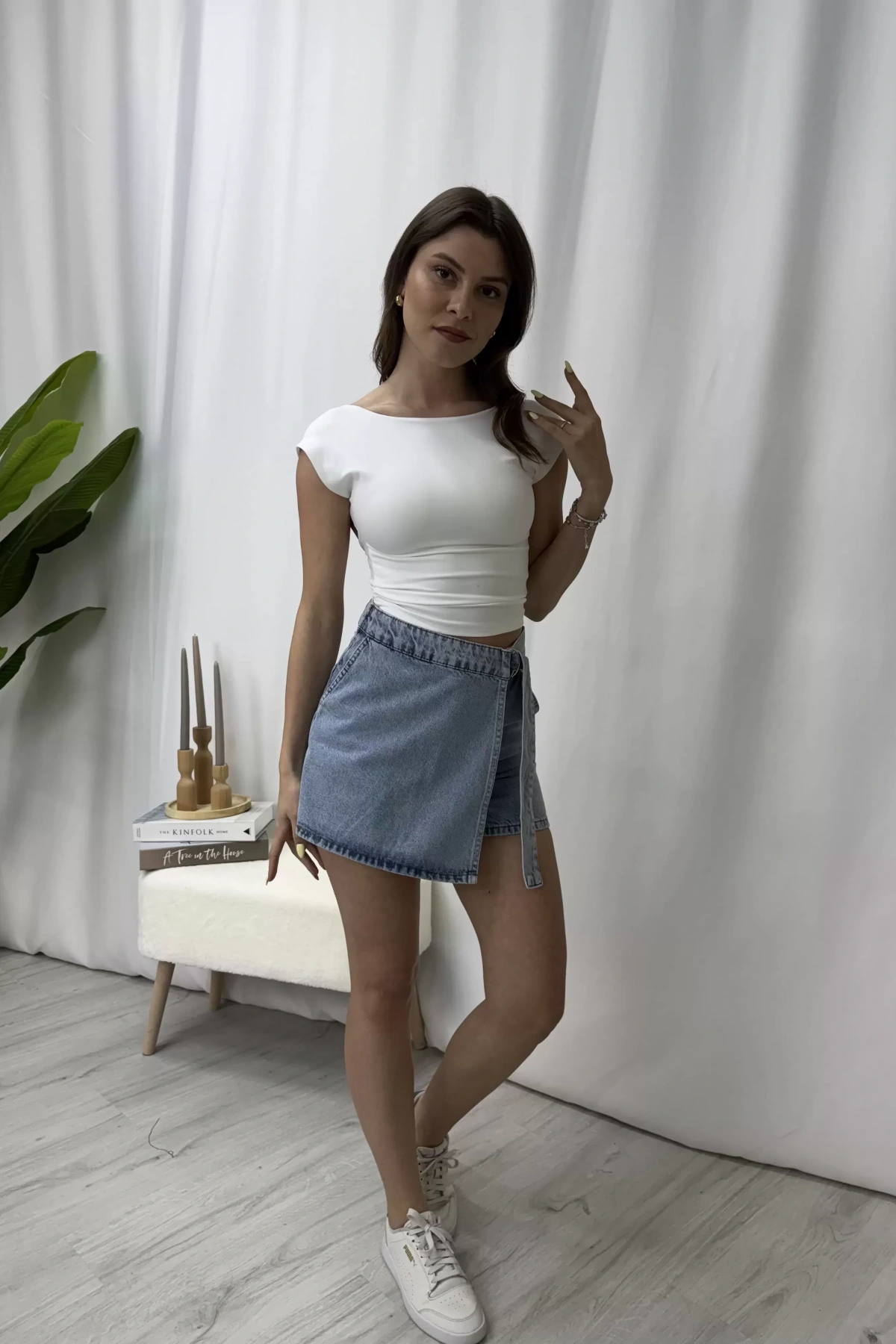 Tila Sırt Açık Body - Beyaz