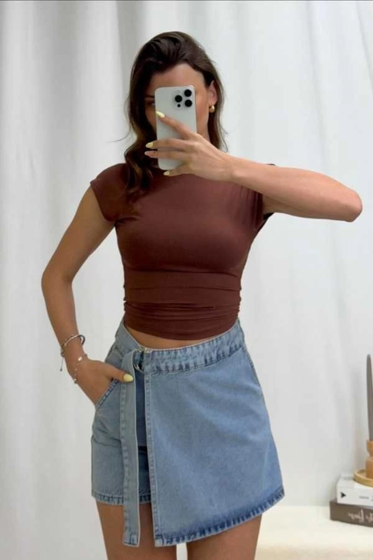 Tila Sırt Açık Body - Kahve