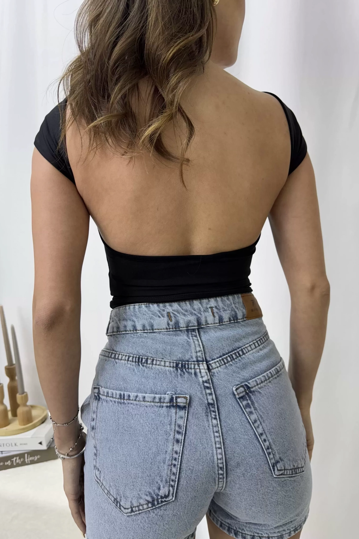 Tila Sırt Açık Body - Siyah